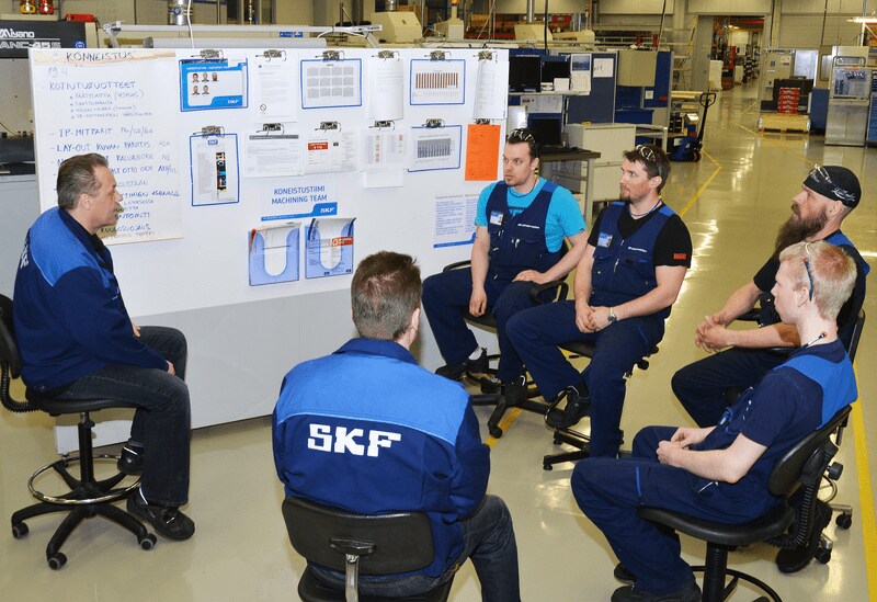 SKF Muuramen tehtaan koneistustiimin taulupalaveri SKF Muuramen tehtaan koneistustiimin taulupalaveri