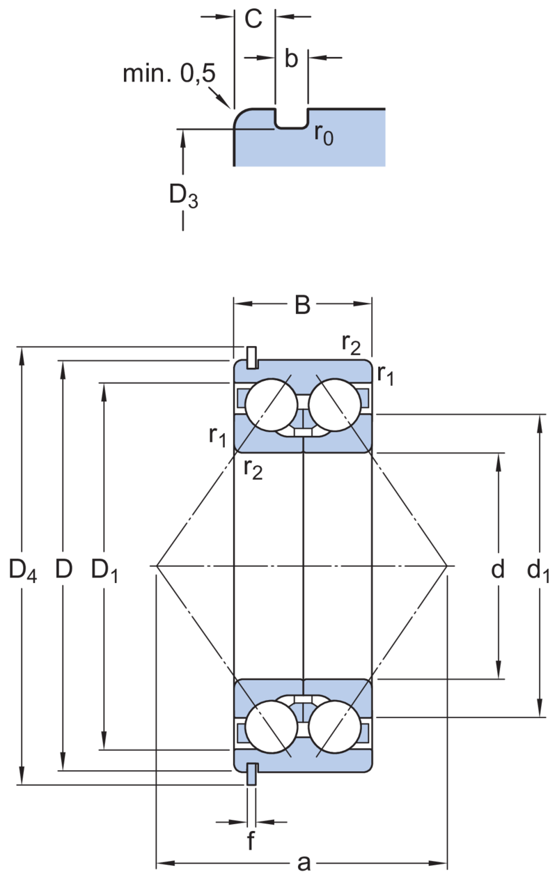 Angular contact ball bearings, double row 3313 DNRCBM