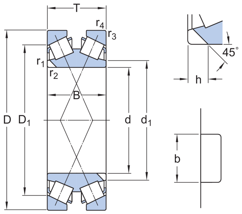 Double row tapered roller bearings, TDI design 617670