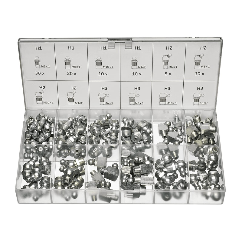 Grease Nipples Assorted Box Metric Genuine 115 Pieces In Rack Box NEW 