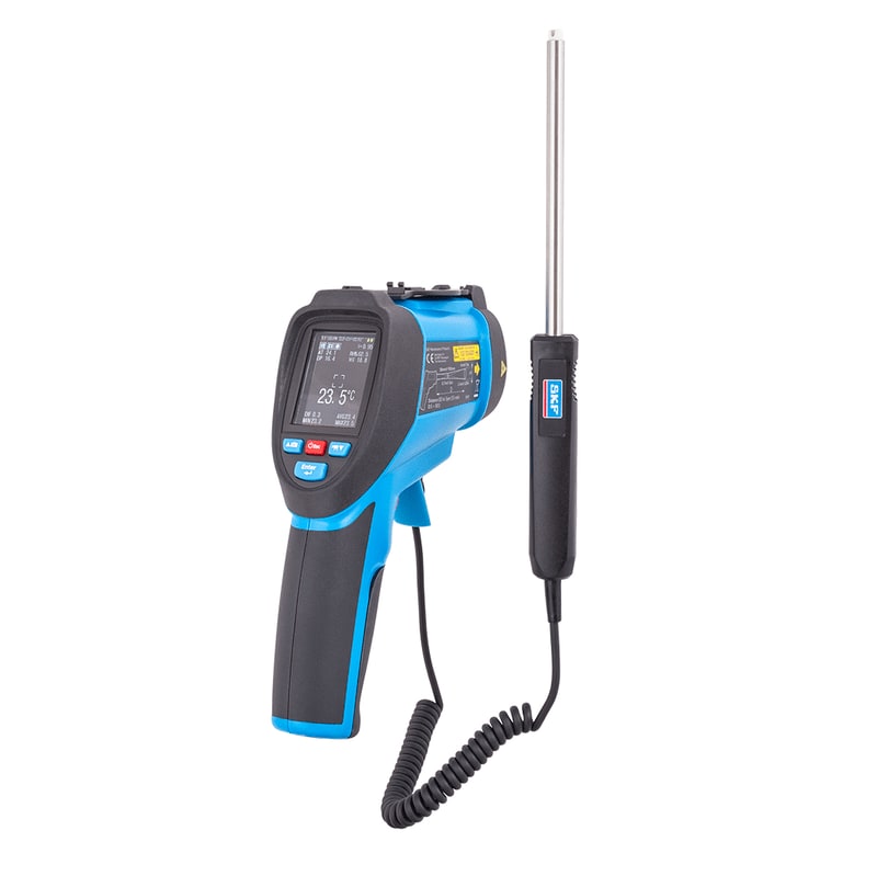 Dual laser infrared and contact video thermometer