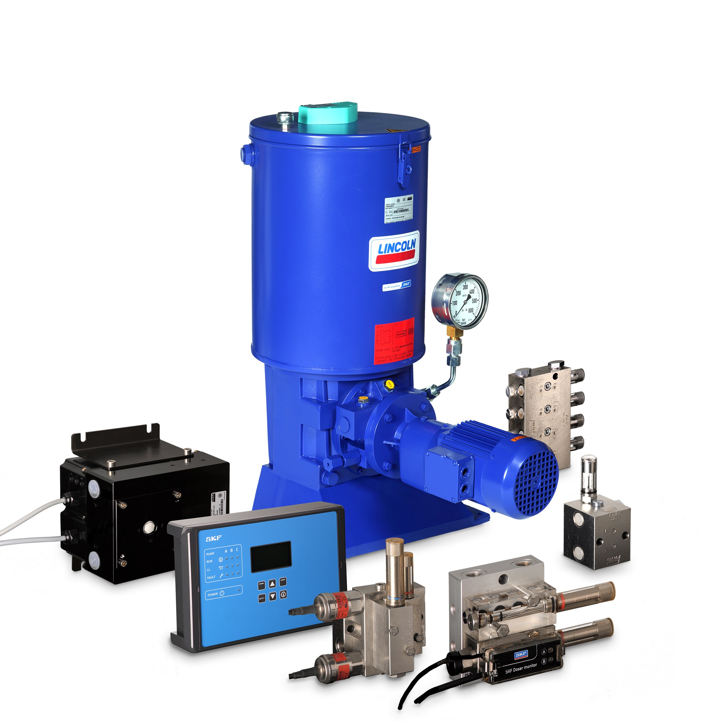 Dual-line lubrication system components