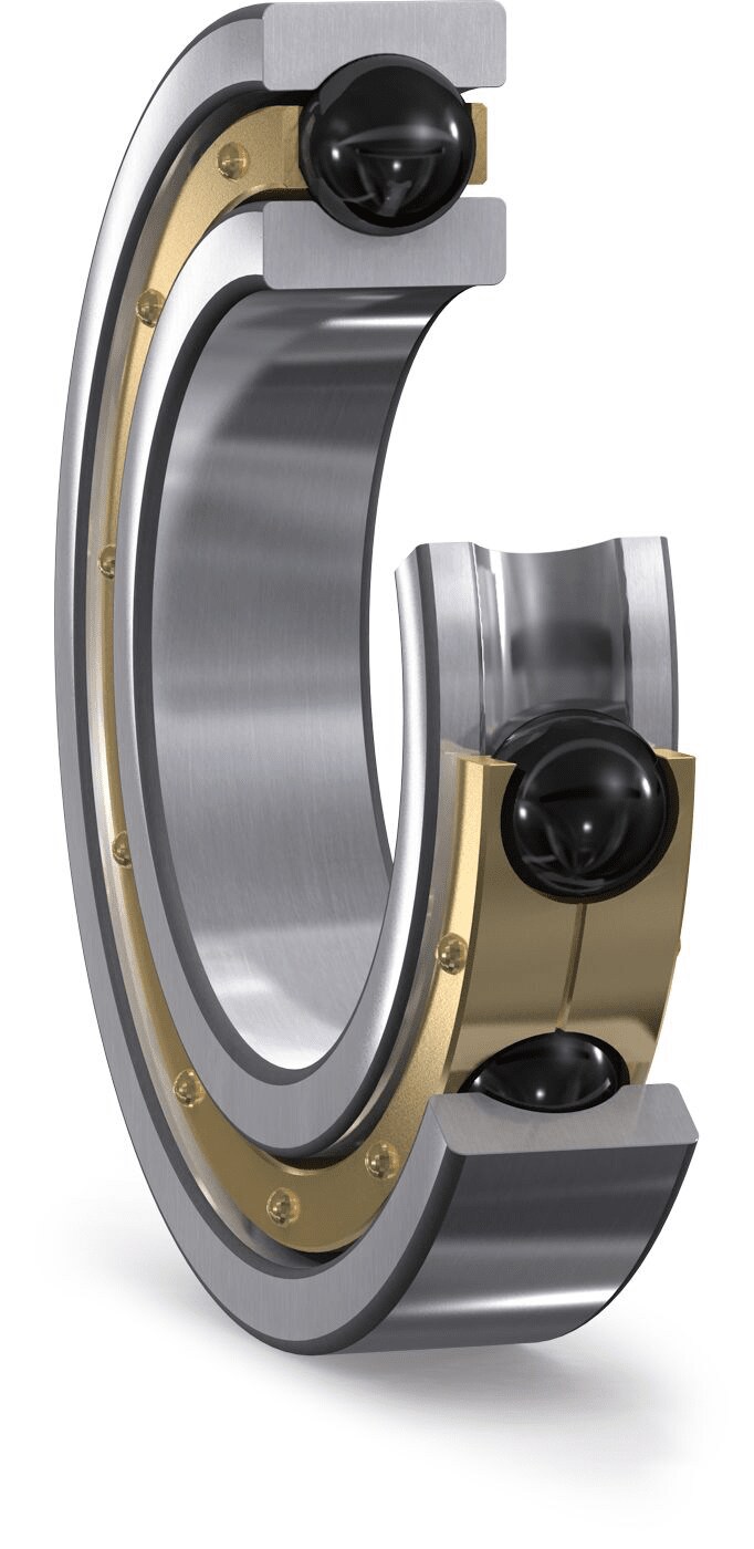 Hybrid ball bearing for railway drive system