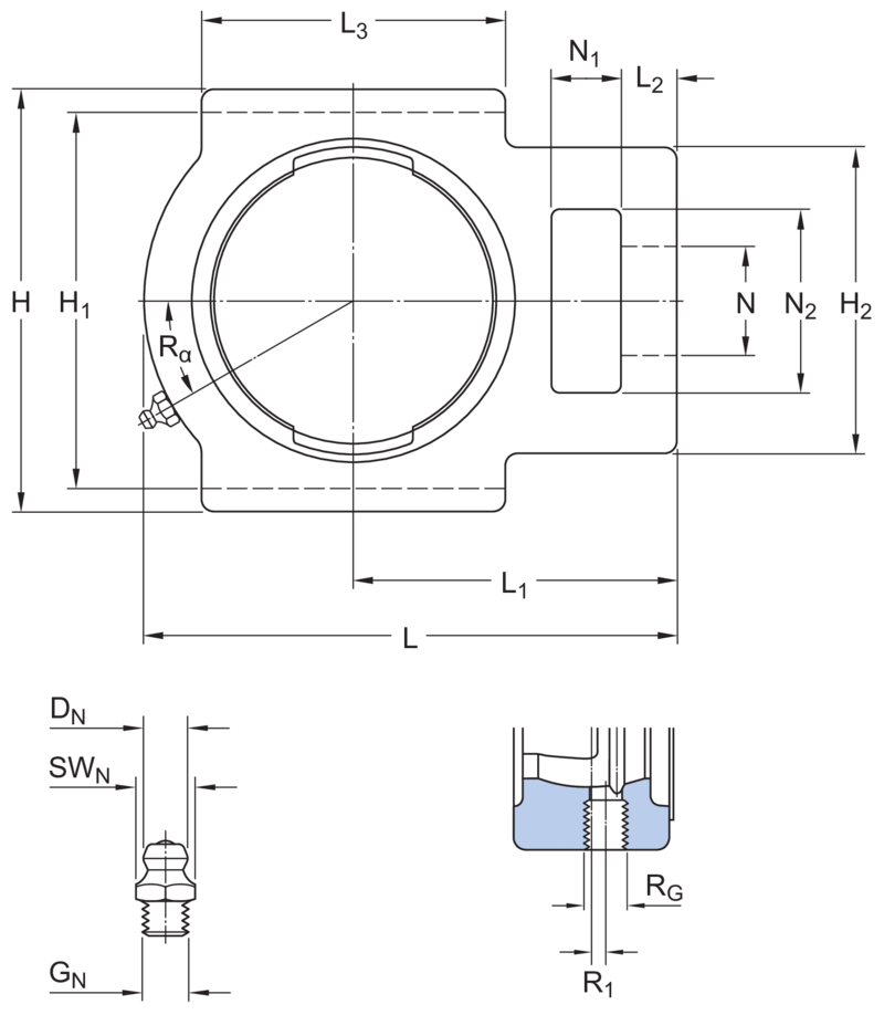 Takeup housings for insert bearings TU 507 M
