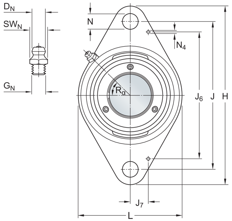 Ball bearing oval flanged units FYTB 50 LF