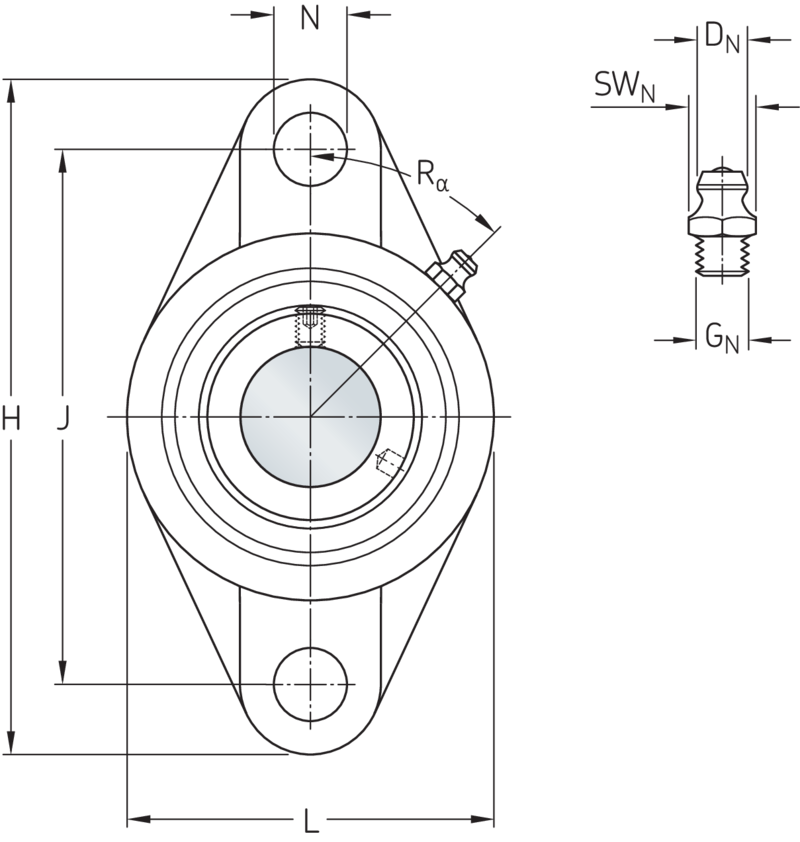 Ball bearing oval flanged units F2B 102WF