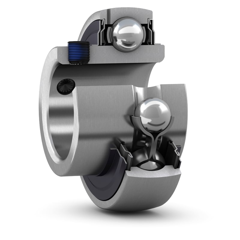 UCX17<br>Insert bearing with set screw locking and extended inner ring