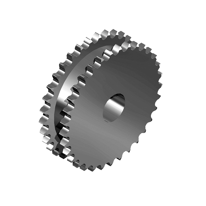 PHS 12B-1DSA22<br>Double simplex sprocket with single hub and rough stock bore, European standards (EN)