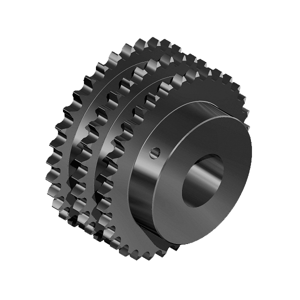 PHS 06B-3B28<br>Triplex sprocket with single hub and rough stock bore, European standards (EN)