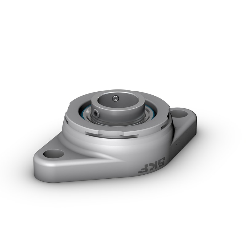 F2BSS 25M-TPSS<br>Oval flanged ball bearing unit with set screw locking, stainless steel housing